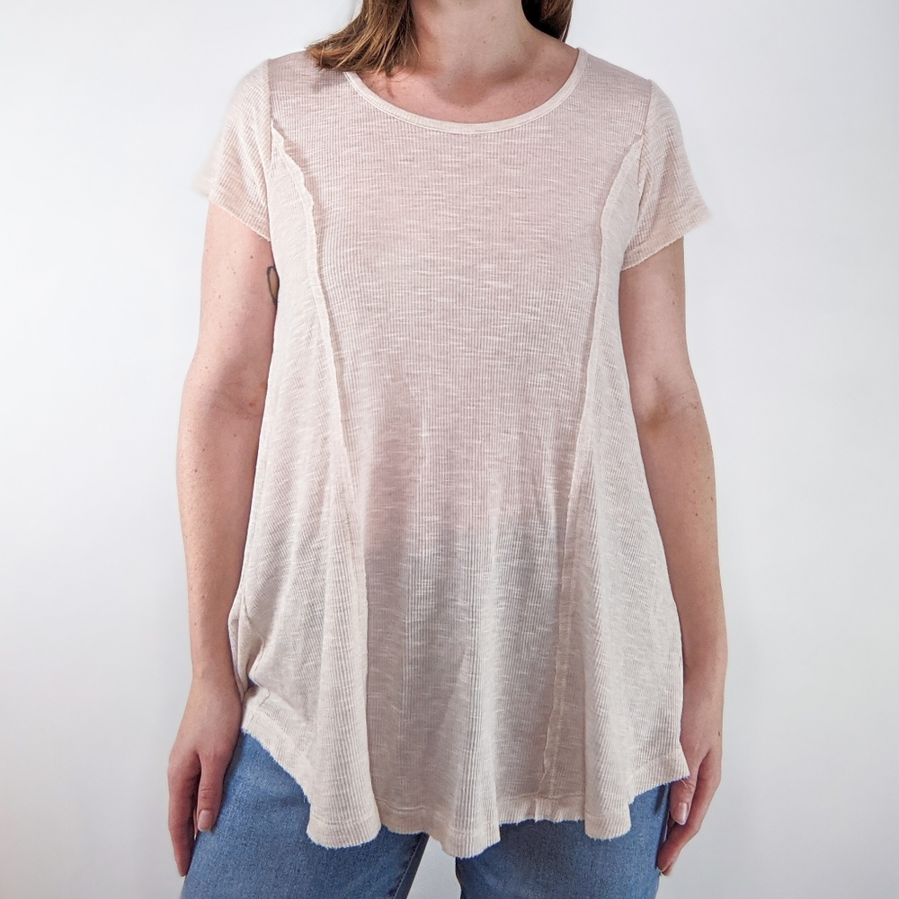 Knox Rose Tunic Lace Up Cap Sleeve Tshirt Medium